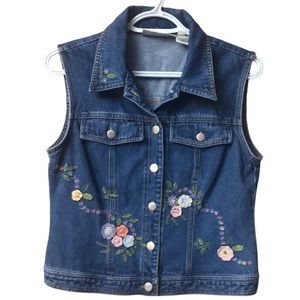 Susan Bristol floral embellished embroidered denim vest